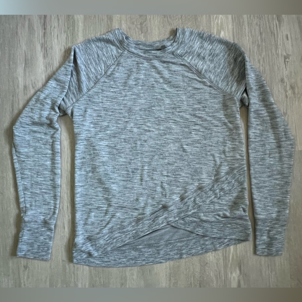 Athleta Criss Cross Sweatshirt Heather Gray Modal Top small